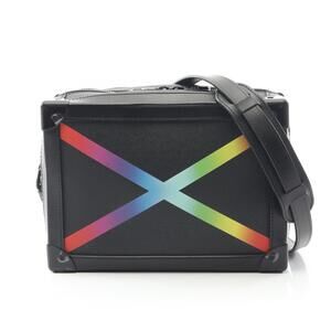 Louis Vuitton Soft Trunk Shoulder Bag Leather Taiga Rainbow Black Multicolor